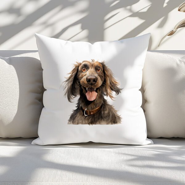Pillow Cover with Funny Cocker Spaniel Illustration