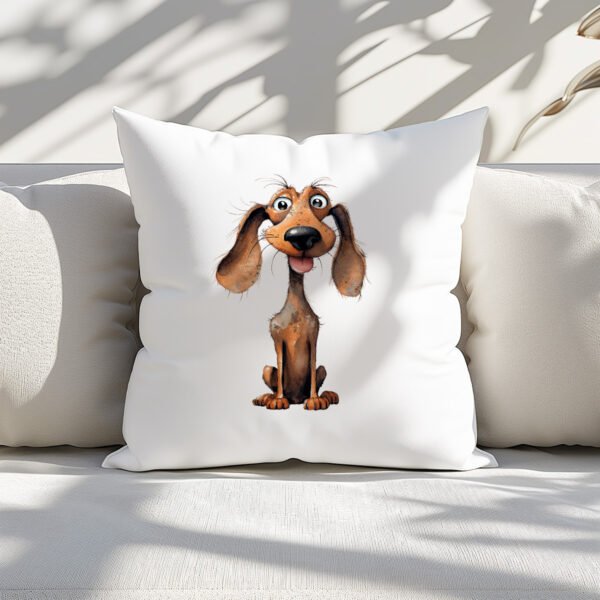 Pillow Cover with Funny Dachshund Illustration