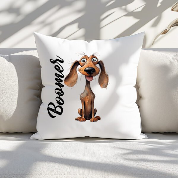 Pillow Cover with Funny Dachshund Illustration - Image 2