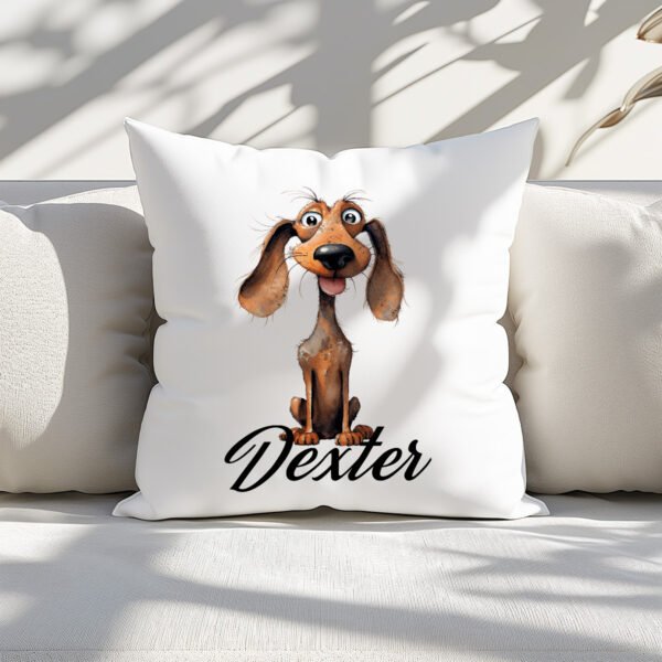 Pillow Cover with Funny Dachshund Illustration - Image 3
