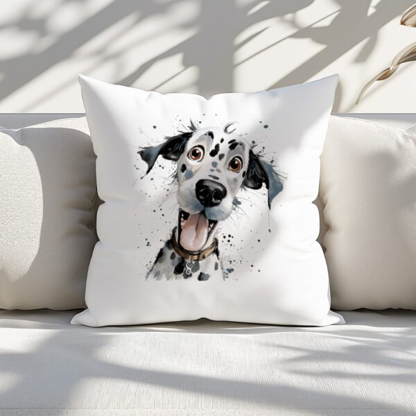 Pillow Cover with Funny Dalmatian Illustration