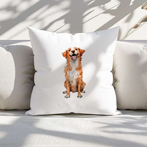 Pillow Cover with Funny Duck Tolling Retriever Illustration