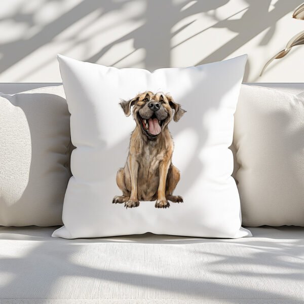 Pillow Cover with Funny English Mastiff Illustration