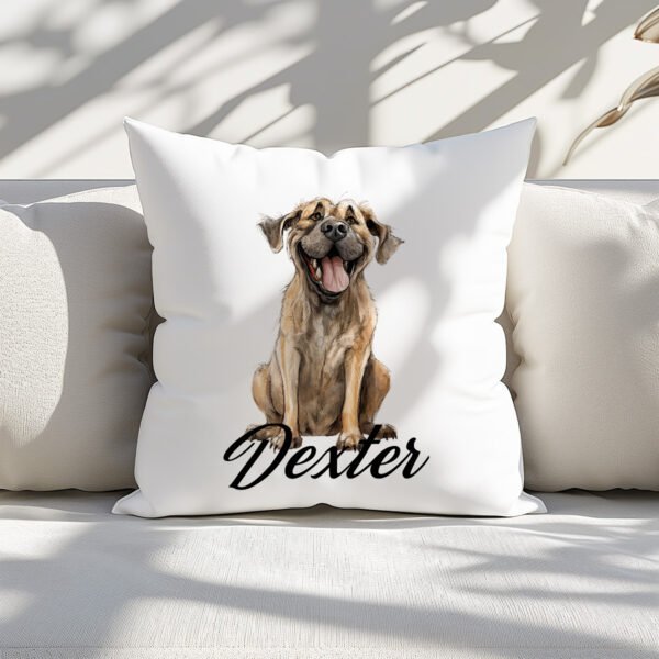 Pillow Cover with Funny English Mastiff Illustration - Image 3