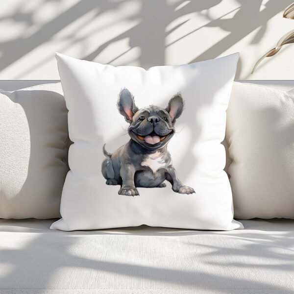 Pillow Cover with Funny French Bulldog Illustration