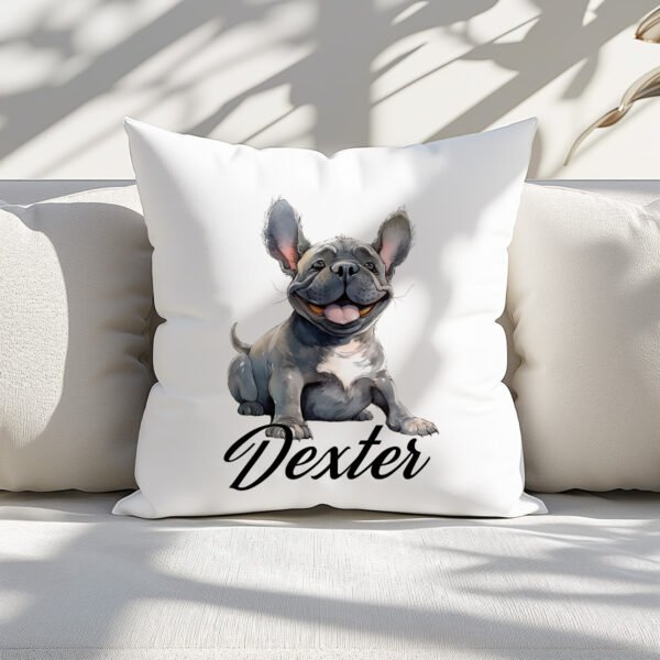 Pillow Cover with Funny French Bulldog Illustration - Image 3
