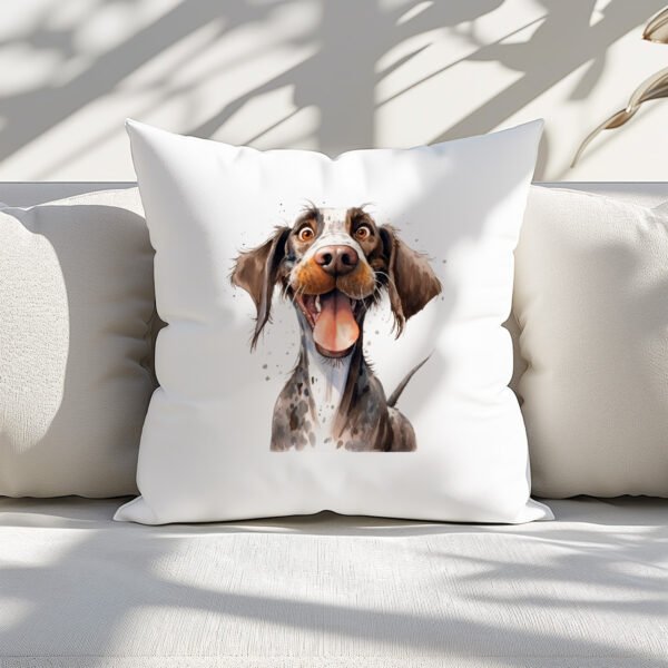 Pillow Cover with Funny German Pointer Illustration