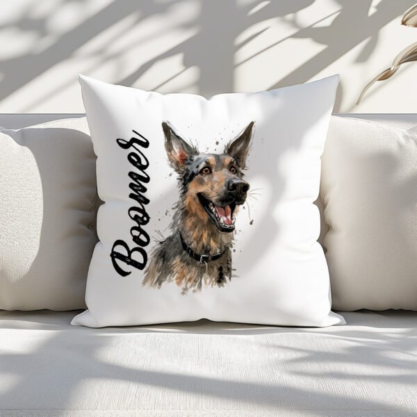 Pillow Cover with Funny German Shepherd Illustration - Image 3
