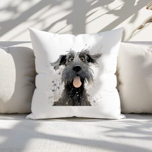 Pillow Cover with Funny Giant Schnauzer Illustration