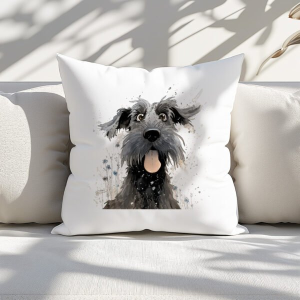 Pillow Cover with Funny Giant Schnauzer Illustration