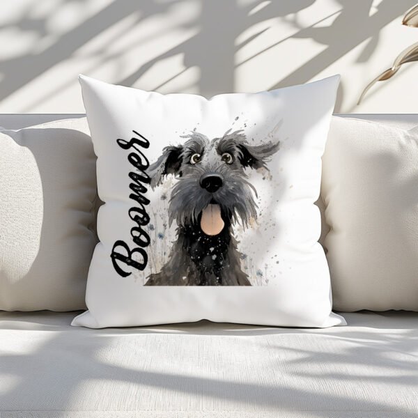 Pillow Cover with Funny Giant Schnauzer Illustration - Image 2