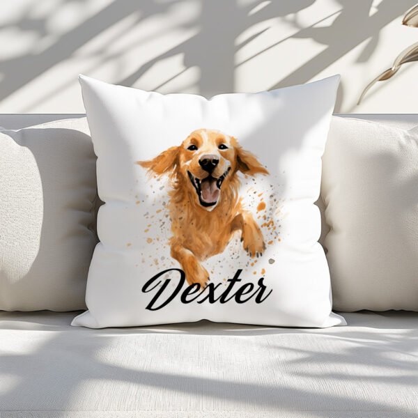 Pillow Cover with Running Golden Retriever Illustration - Image 3