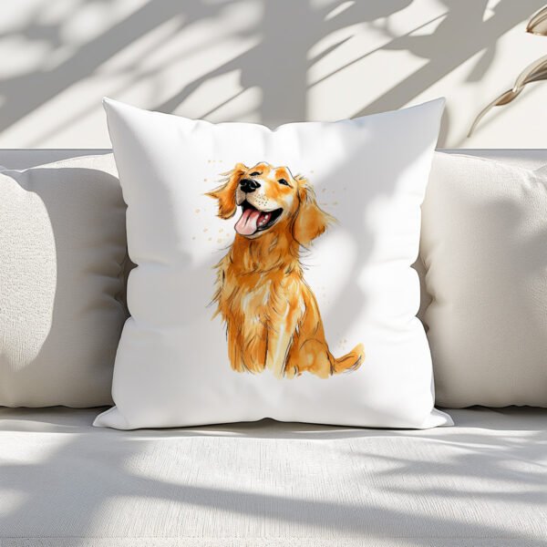 Pillow Cover with Funny Golden Retriever Illustration
