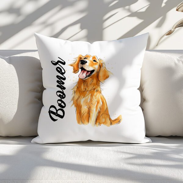 Pillow Cover with Funny Golden Retriever Illustration - Image 2