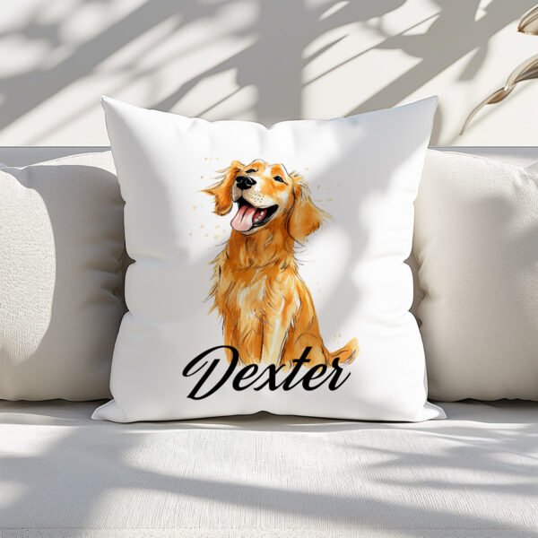 Pillow Cover with Funny Golden Retriever Illustration - Image 3