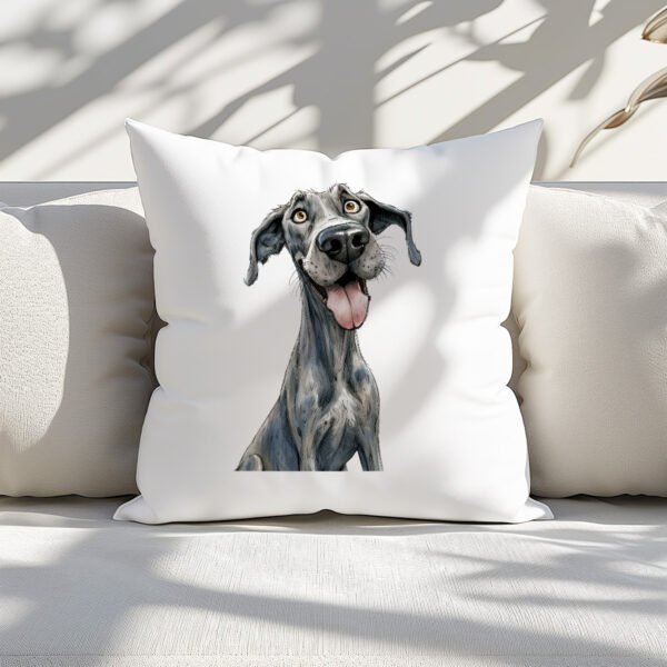Pillow Cover with Funny Great Dane Illustration