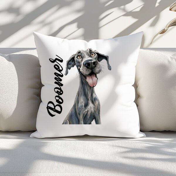 Pillow Cover with Funny Great Dane Illustration - Image 2