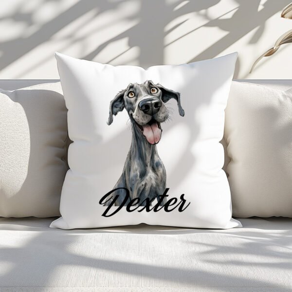 Pillow Cover with Funny Great Dane Illustration - Image 3