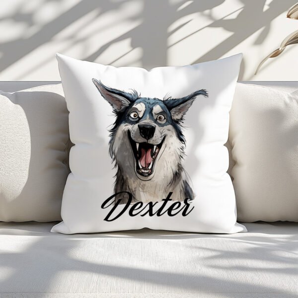 Pillow Cover with Funny Husky Illustration - Image 3