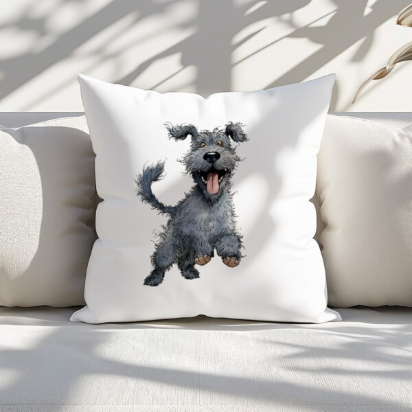 Pillow Cover with Funny Kerry Blue Terrier Illustration