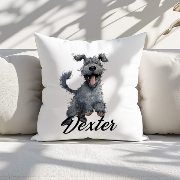 Pillow Cover with Funny Kerry Blue Terrier Illustration - Image 3