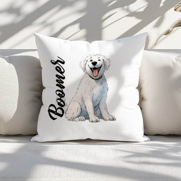 Pillow Cover with Funny Kuvasz Illustration - Image 2