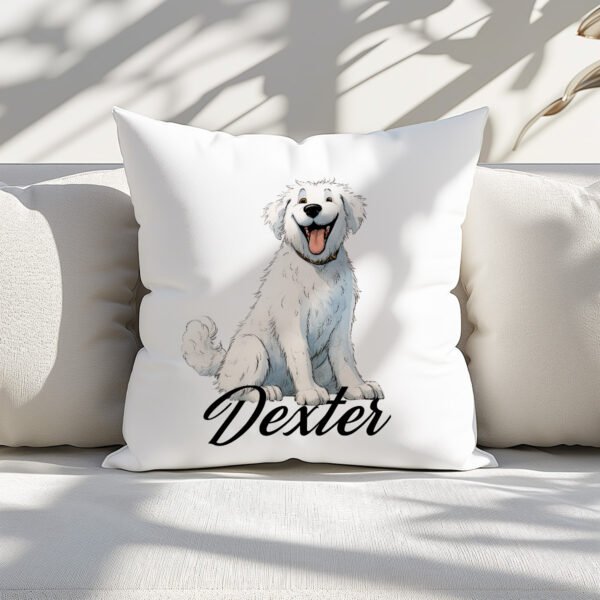 Pillow Cover with Funny Kuvasz Illustration - Image 3