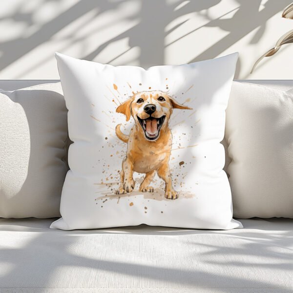 Pillow Cover with Funny Labrador Illustration
