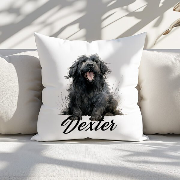 Pillow Cover with Funny Newfoundland Illustration - Image 3