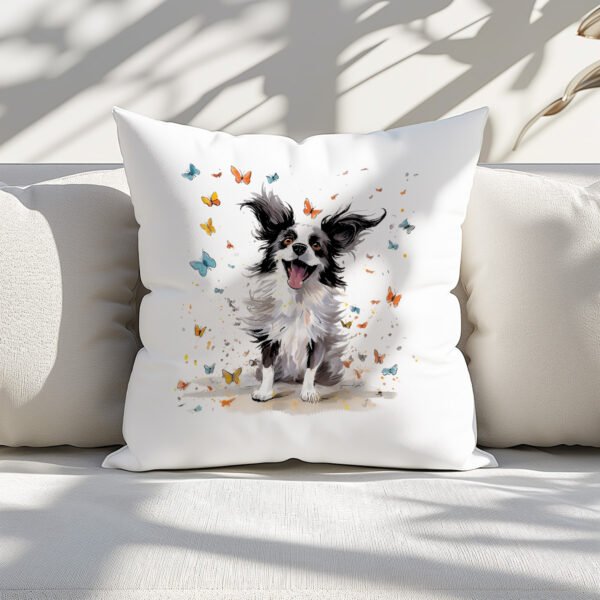 Pillow Cover with Funny Papillon Illustration