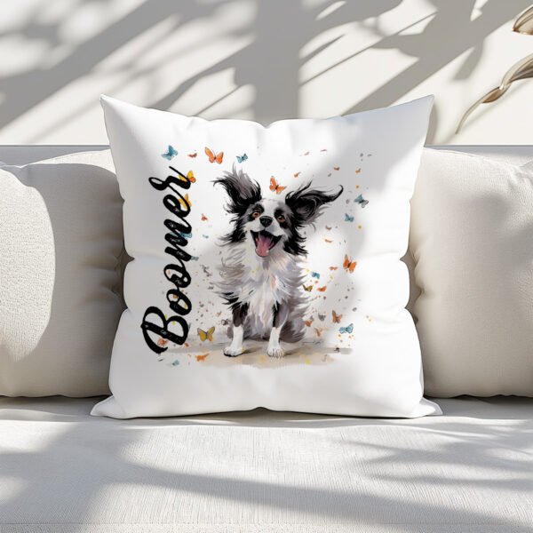 Pillow Cover with Funny Papillon Illustration - Image 2