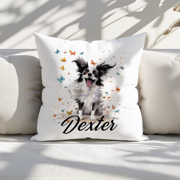 Pillow Cover with Funny Papillon Illustration - Image 3