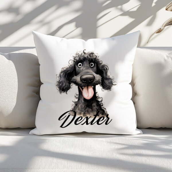Pillow Cover with Funny Black Poodle Illustration - Image 3