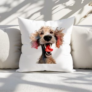 Pillow Cover with Funny Honey Poodle Illustration