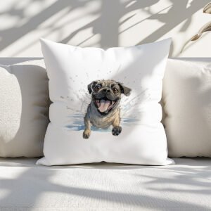 Pillow Cover with Funny Pug Illustration 1