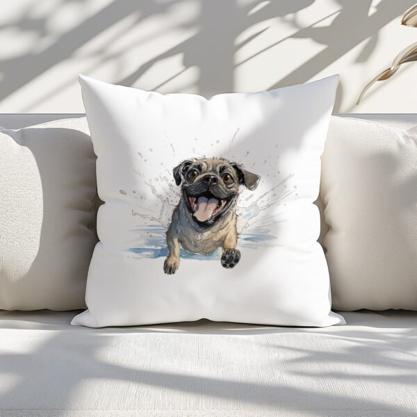 Pillow Cover with Funny Pug Illustration 1
