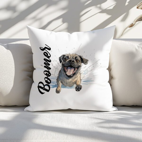 Pillow Cover with Funny Pug Illustration 1 - Image 2