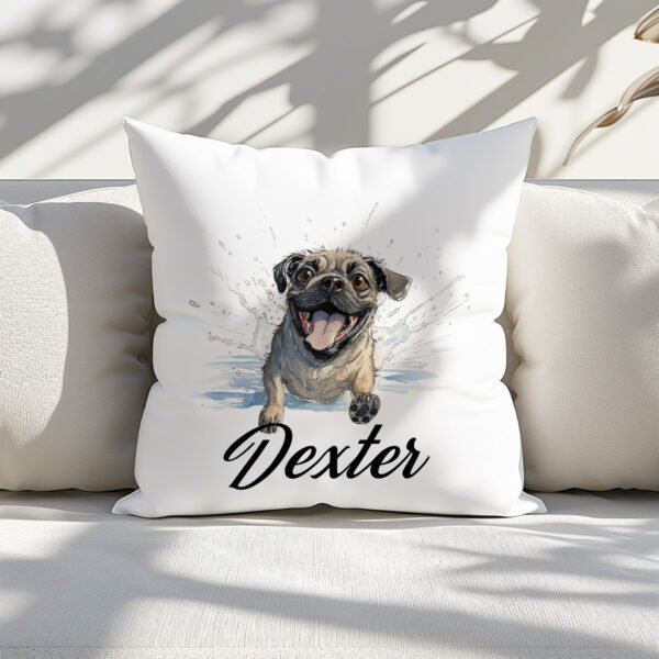 Pillow Cover with Funny Pug Illustration 1 - Image 3