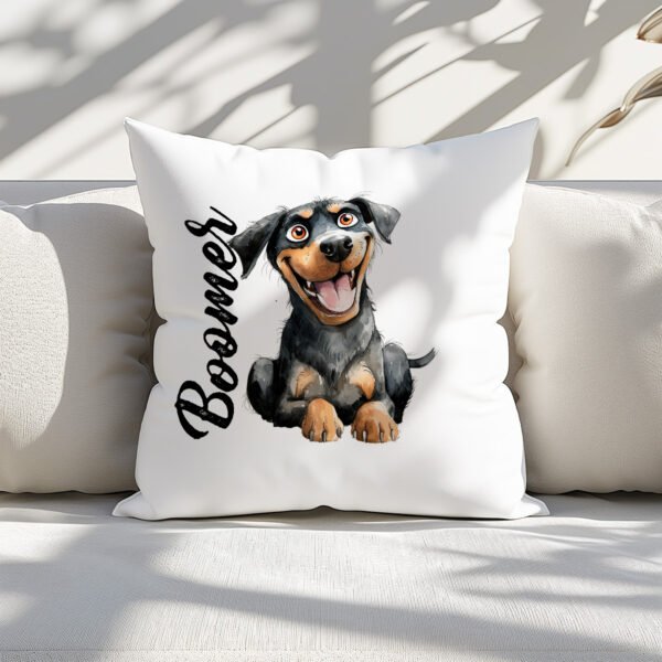 Pillow Cover with Funny Rottweiler Illustration - Image 2