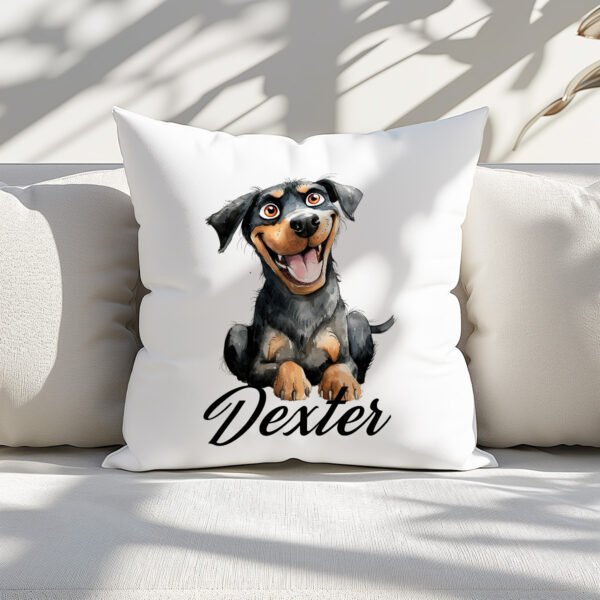 Pillow Cover with Funny Rottweiler Illustration - Image 3
