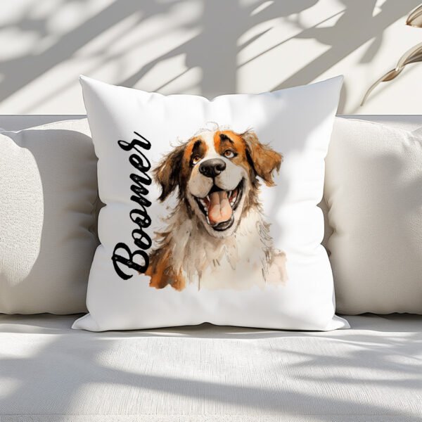 Pillow Cover with Funny Saint Bernard Dog Illustration - Image 2