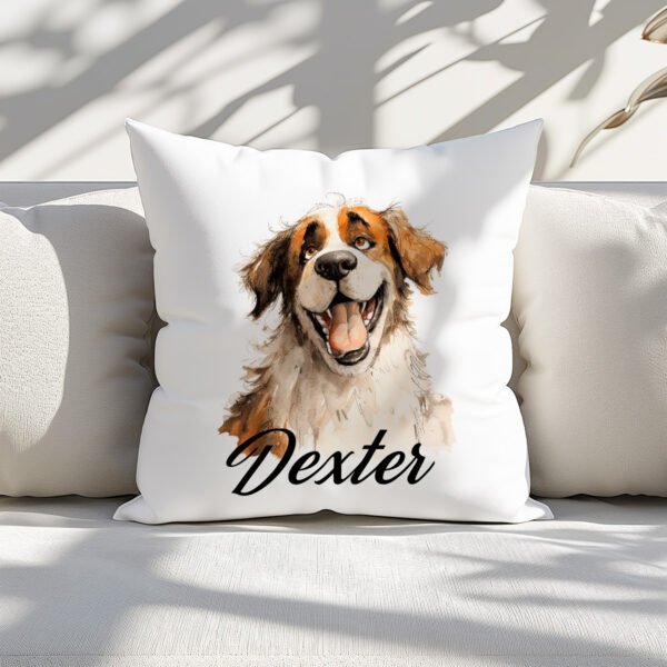 Pillow Cover with Funny Saint Bernard Dog Illustration - Image 3