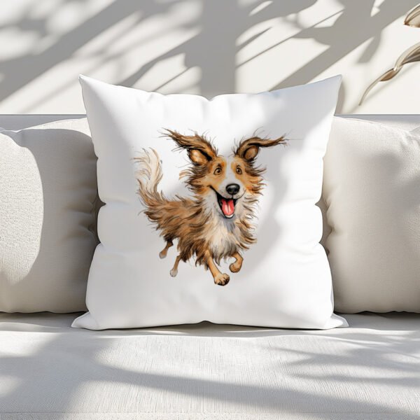 Pillow Cover with Funny Shetland Illustration