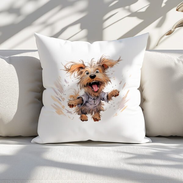 Pillow Cover with Funny Yorkshire Illustration