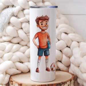 Personalized Profession-Themed Tumbler – Soccer player (male)