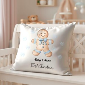 Personalized Baby's First Christmas Pillow Cover - Gingerbread Man