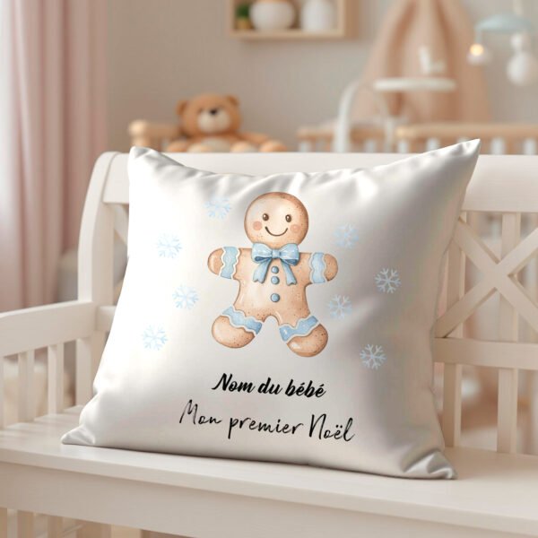 Personalized Baby's First Christmas Pillow Cover - Gingerbread Man - Image 2