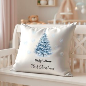 Personalized Baby's First Christmas Pillow Cover - Christmas Tree