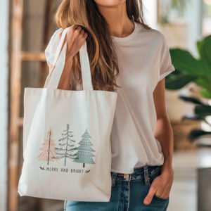 Boho Christmas Trees Tote bag - Merry and Bright