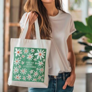 Boho Flower Tote bag - Find Joy in the Little Things